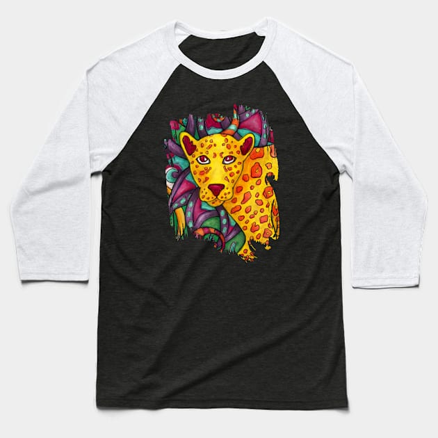 Funny cheetah face, colorful jungle animal Baseball T-Shirt by NadiaChevrel